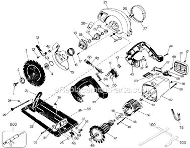Page A Diagram and Parts List for 7390 Type 3 Black and Decker Circular Saw
